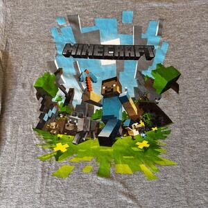 Minecraft Boys Gray T-Shirt Size M‎ Graphic Gaming Tee JINX Mojang